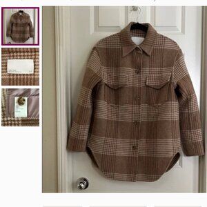 OAK + FORT Tan Plaid Utility Jacket